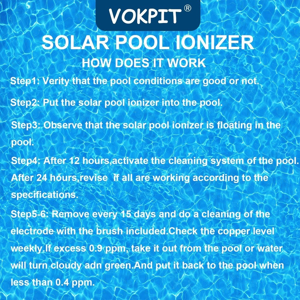 Pool Ionizer Solar Powered,Copper Ionization,Floating Automatic Water Cleaner...