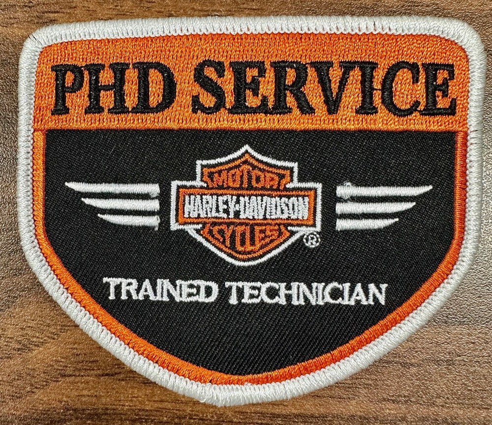 Harley-Davidson Patch PHD Service Trained Technician ,  3-3/4" Sew-On (Box P)