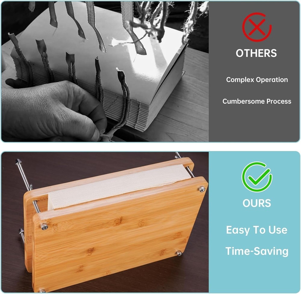 Compact Bamboo Bookbinding Tools - 35-Piece Kit for Safe Document Organization