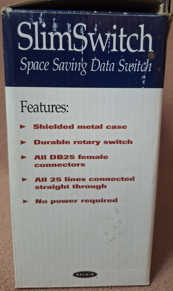 Vintage BELKIN SLIM SWITCH - Space Saving Data Switch F1B024-V NOS