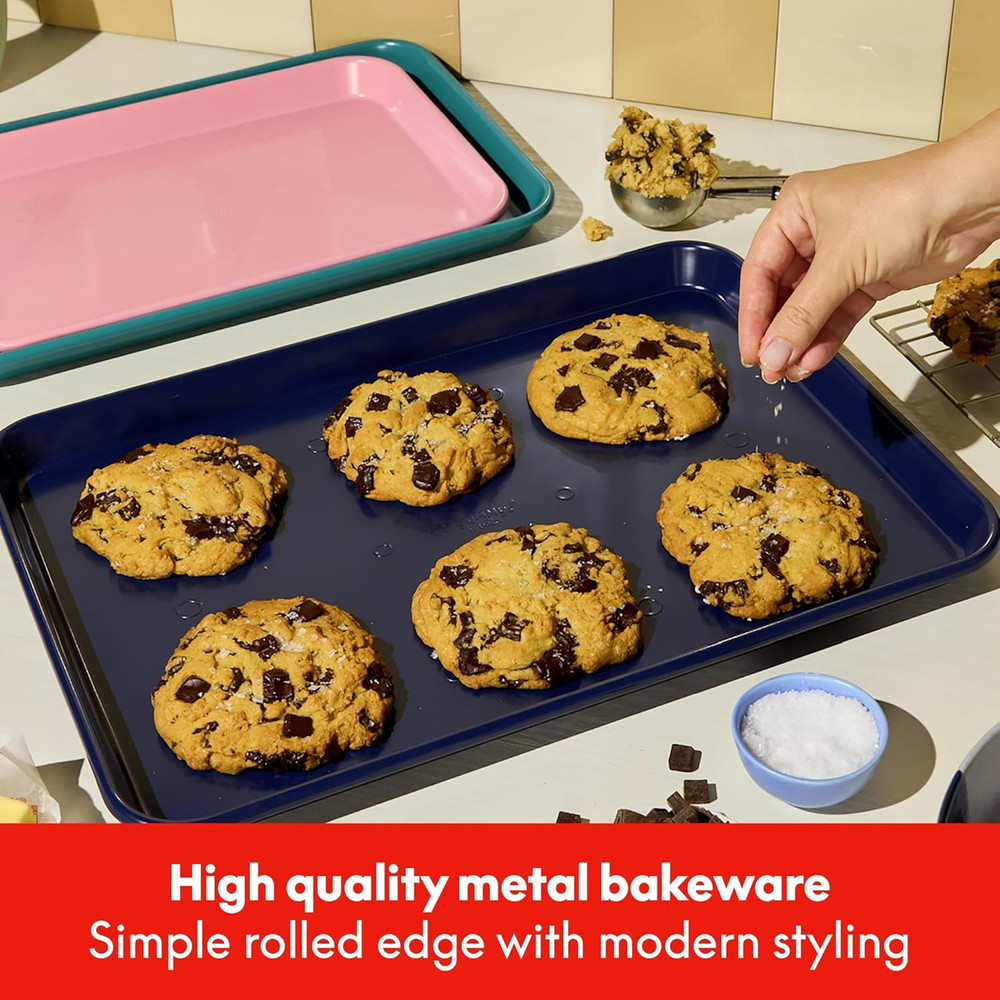 by Bella 3 Piece Cookie Pan Set, Nonstick Bakeware Set with 3 Rectangular Alumin