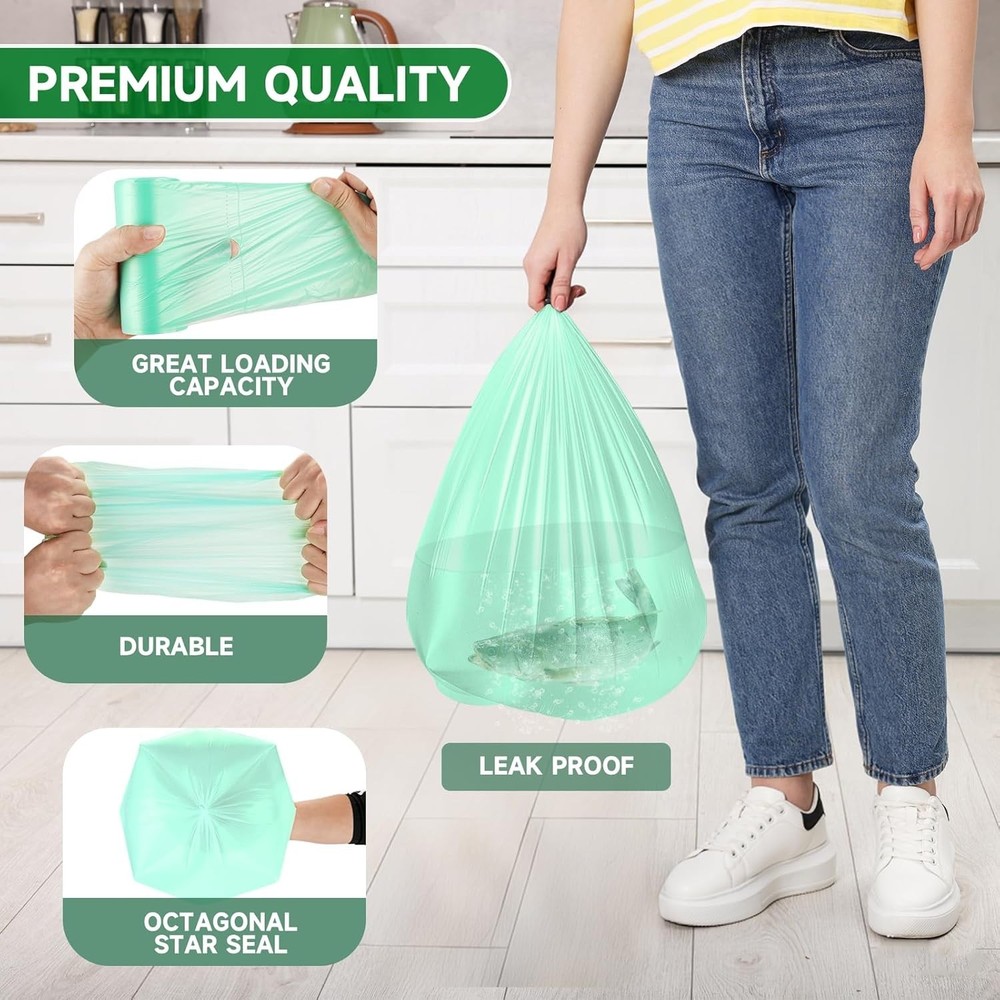 4 Gallon Biodegradable Trash Bags Unscented Green 100 Count