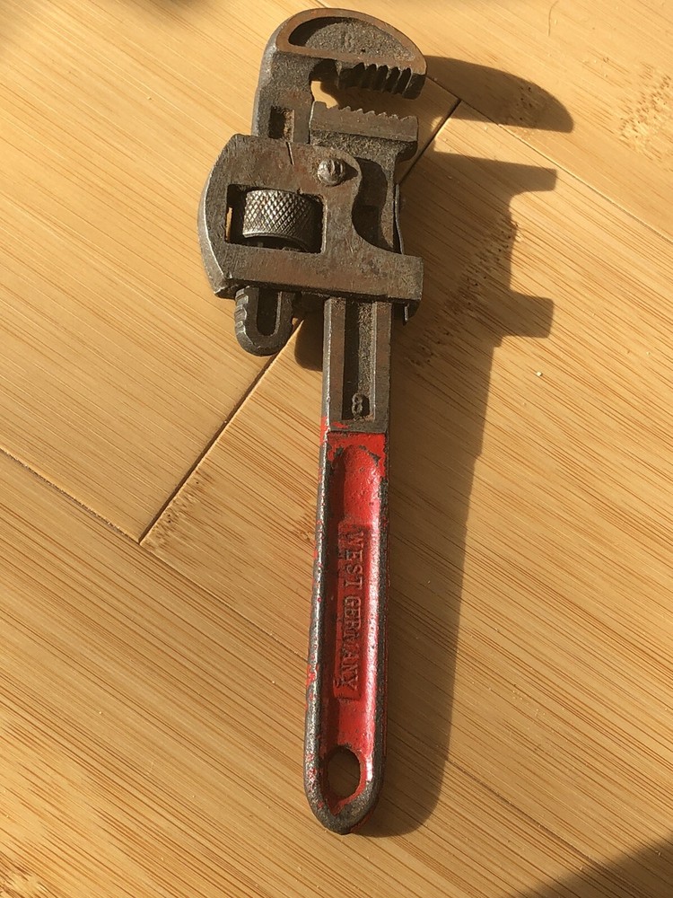 Vintage West Germany #8 Adjustable Pipe Wrench - Working Condition
