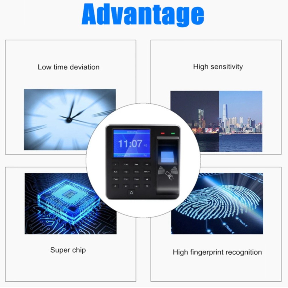 Office Employee Fingerprint Attendance Machine Time Clock Biometric Checking-in