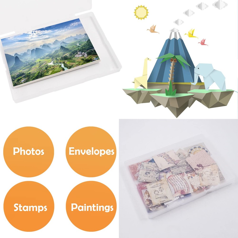 4 Pack Scrapbooking Paper Storage File Boxes B6 Plastic Box for Documents Mag...