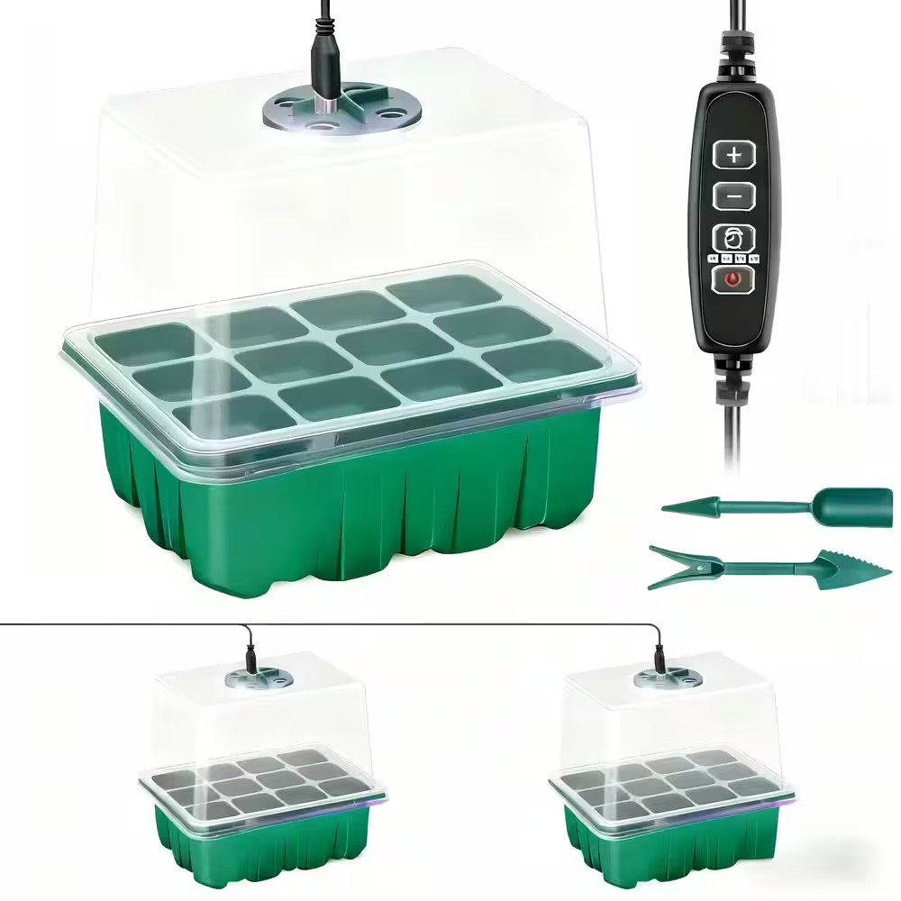 2-Pack Seed Starter Tray with Light, Grow Light for Seed Starter Kit with Humidi