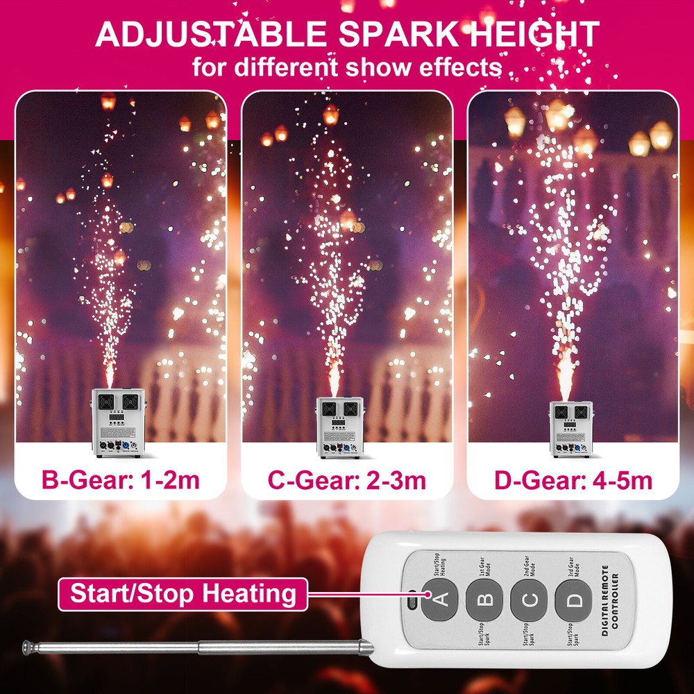 2X 700W Cold Spark Machine Stage Effect DMX Firework DJ Event Party Wedding+Case