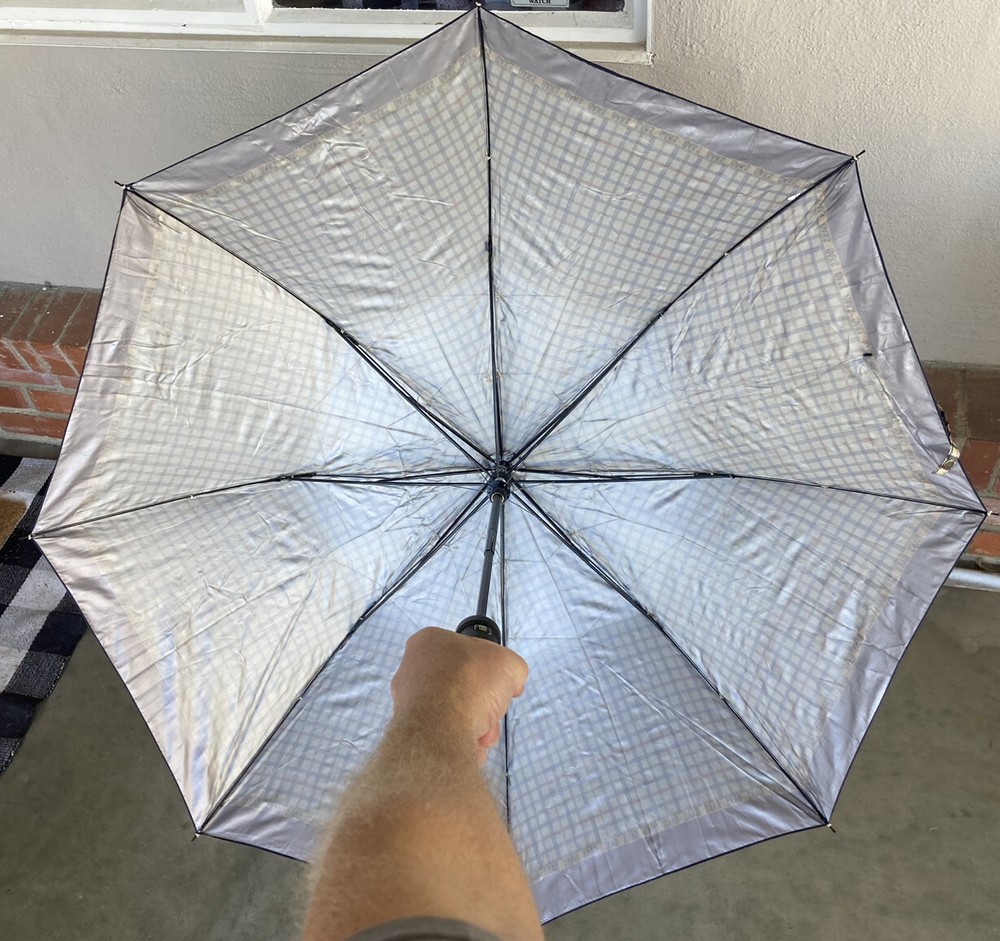 Authentic DAKS London Folding Umbrella Plaid Checkered Design Blue Green Red EUC