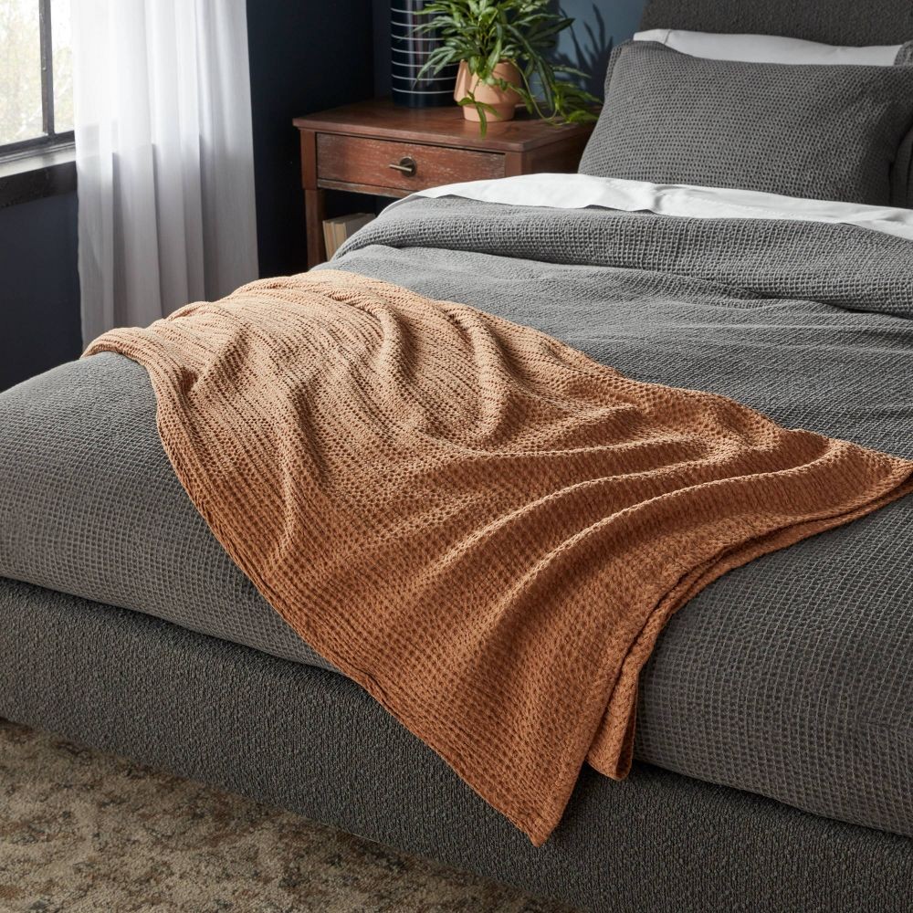 Brown Threshold Cooling Waffle Blanket - Lyocell Full/Queen (92x90 Throw)