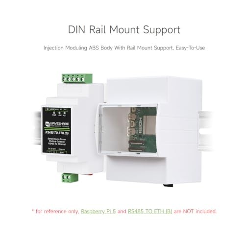 DIN Rail ABS Case for Raspberry Pi 5, Large Inner Space, Injection Moduling