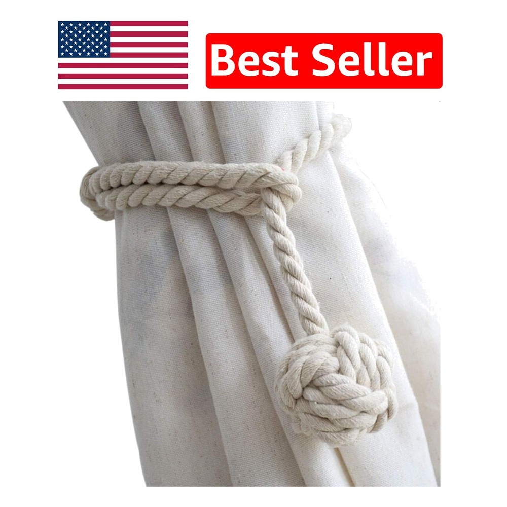 Rustic Beige Curtain Tiebacks - 2 Pack Heavy Duty Tiebacks for Medium Curtains
