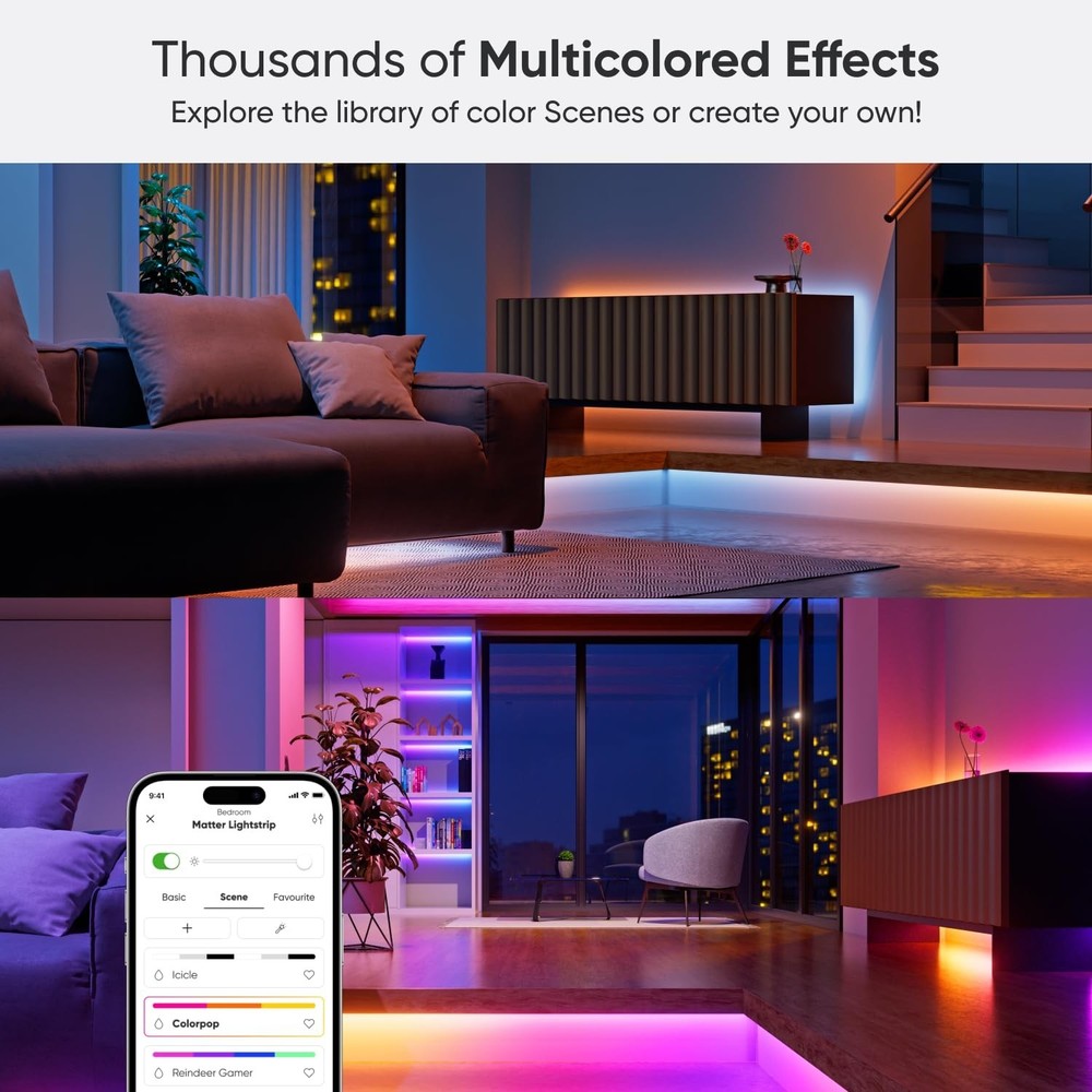 Nanoleaf Essentials Matter Bluetooth & WiFi Smart Multicolor LED Lightstrip 2...