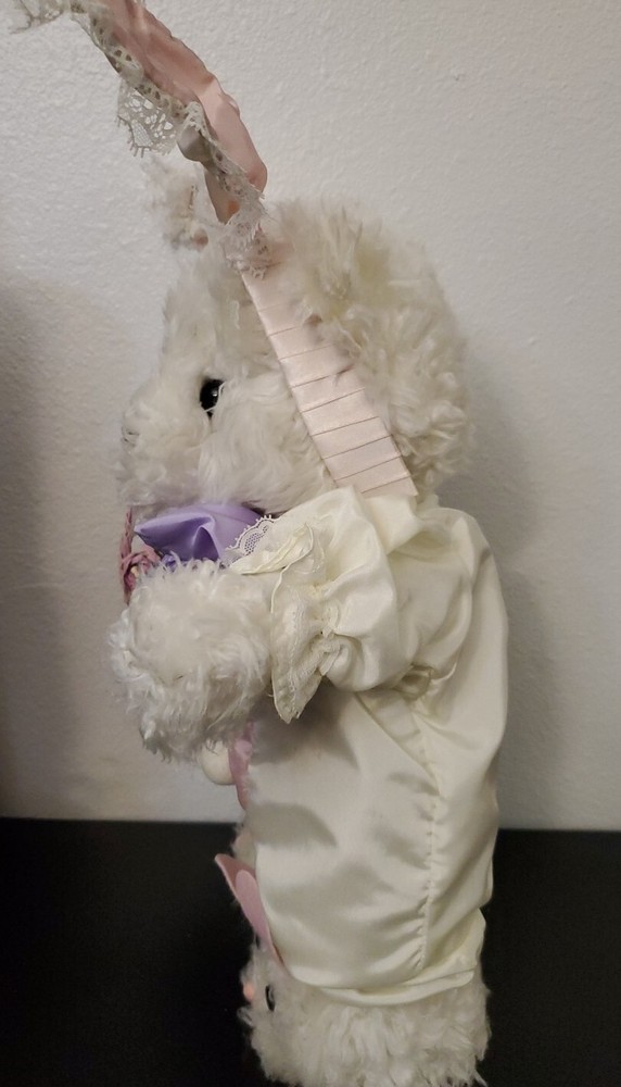 Spring Bear by Brinton 1995 Easter Bunny Self Standing White Scruffy Rabbit Bear