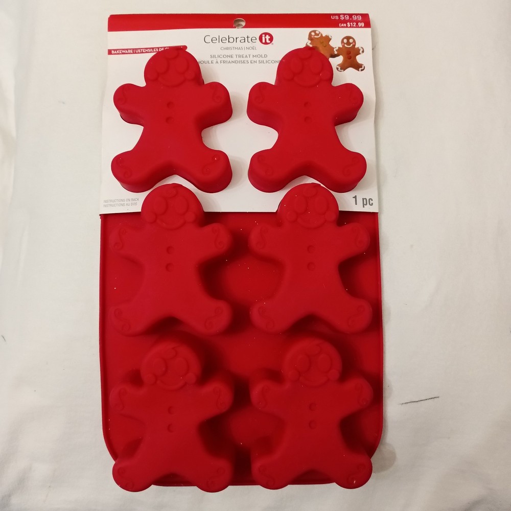 New Celebrate It Gingerbread Man Silicone Baking Mold Makes 6