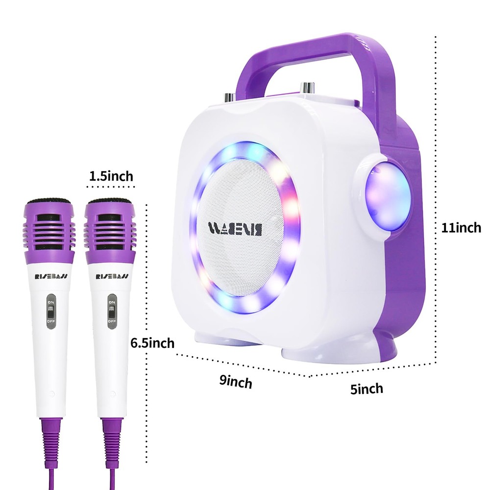 Karaoke Machine for - Bluetooth Speaker with 2 Microphone - Portable Karaoke ...