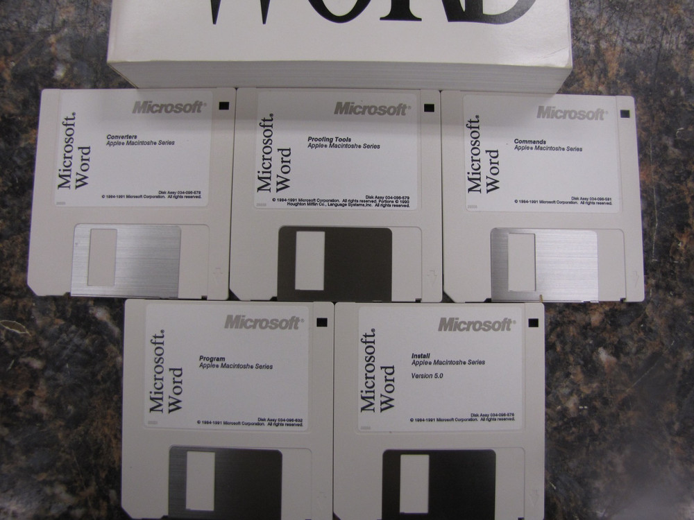 Microsoft Word 5.0 Version Software -Apple Macintosh Series w/ User Guide -NA20
