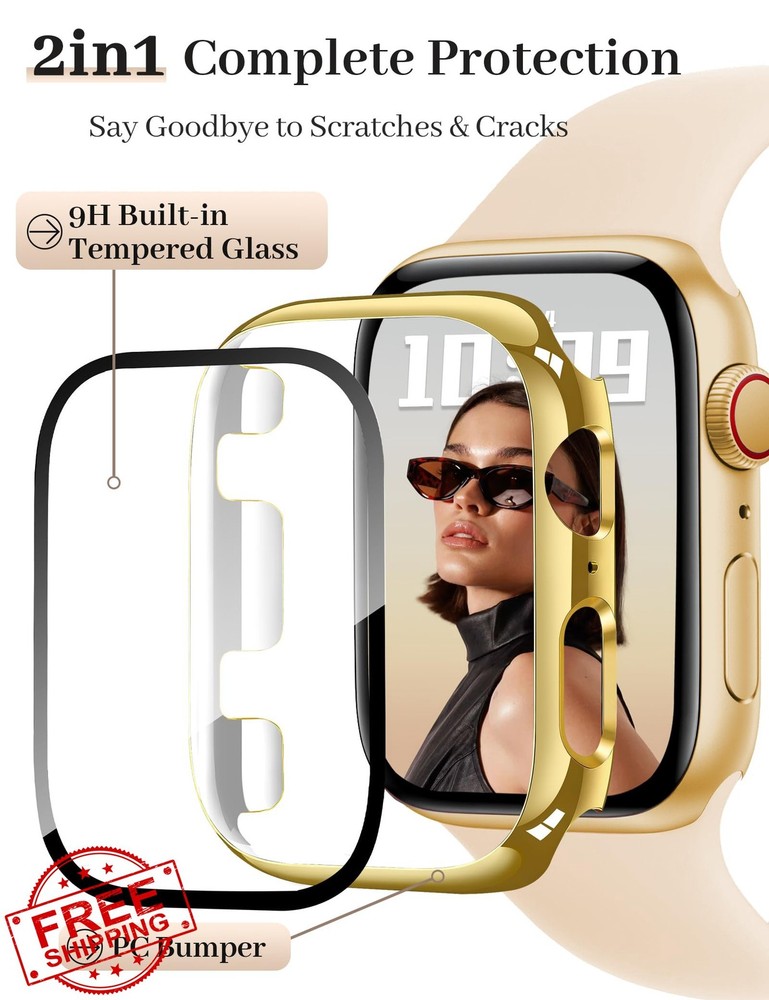Apple Watch 38mm Case Gold PC Bumper Screen Protector