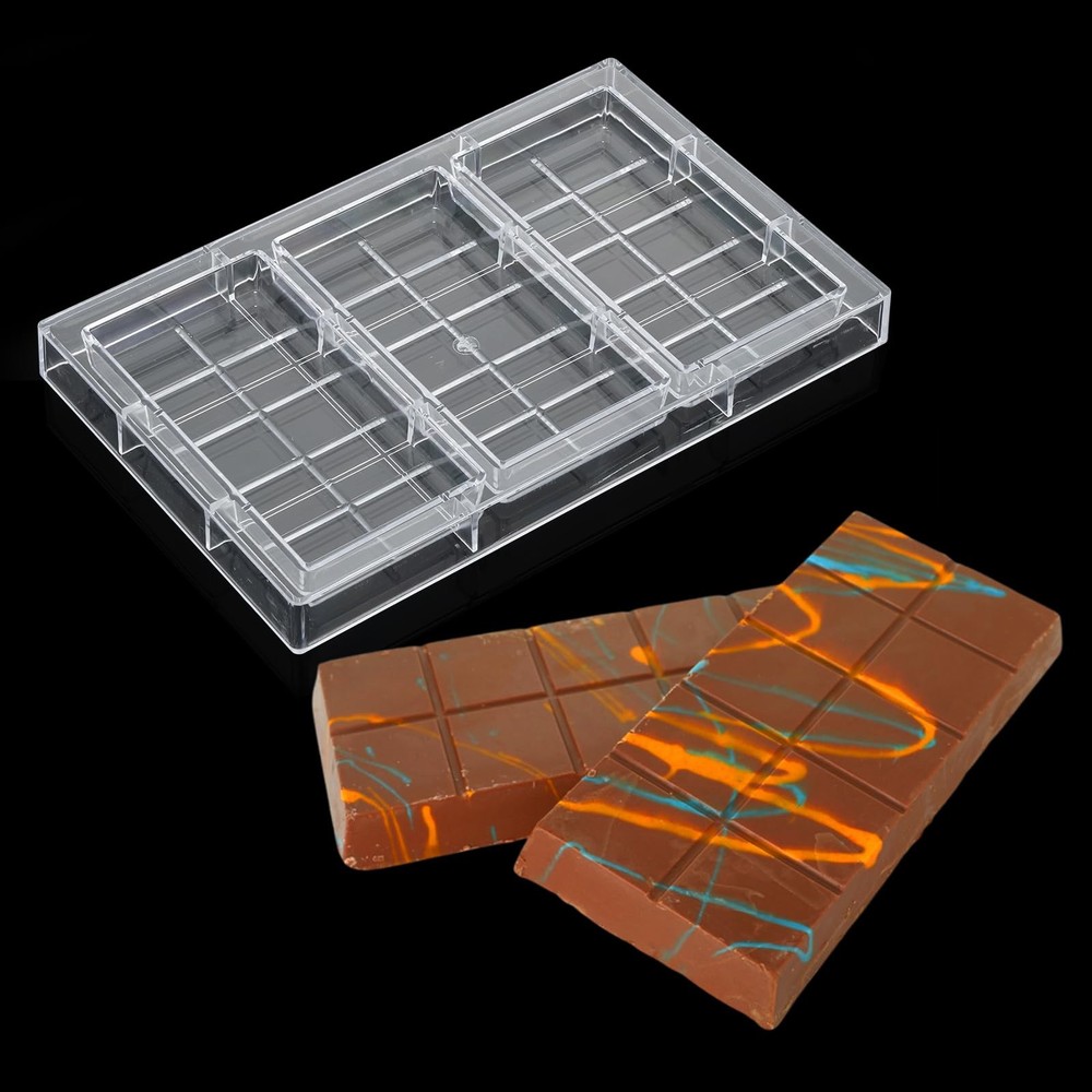 Polycarbonate Mold For Dubai Chocolates 3Cavity Deep Bar Candy Maker PC