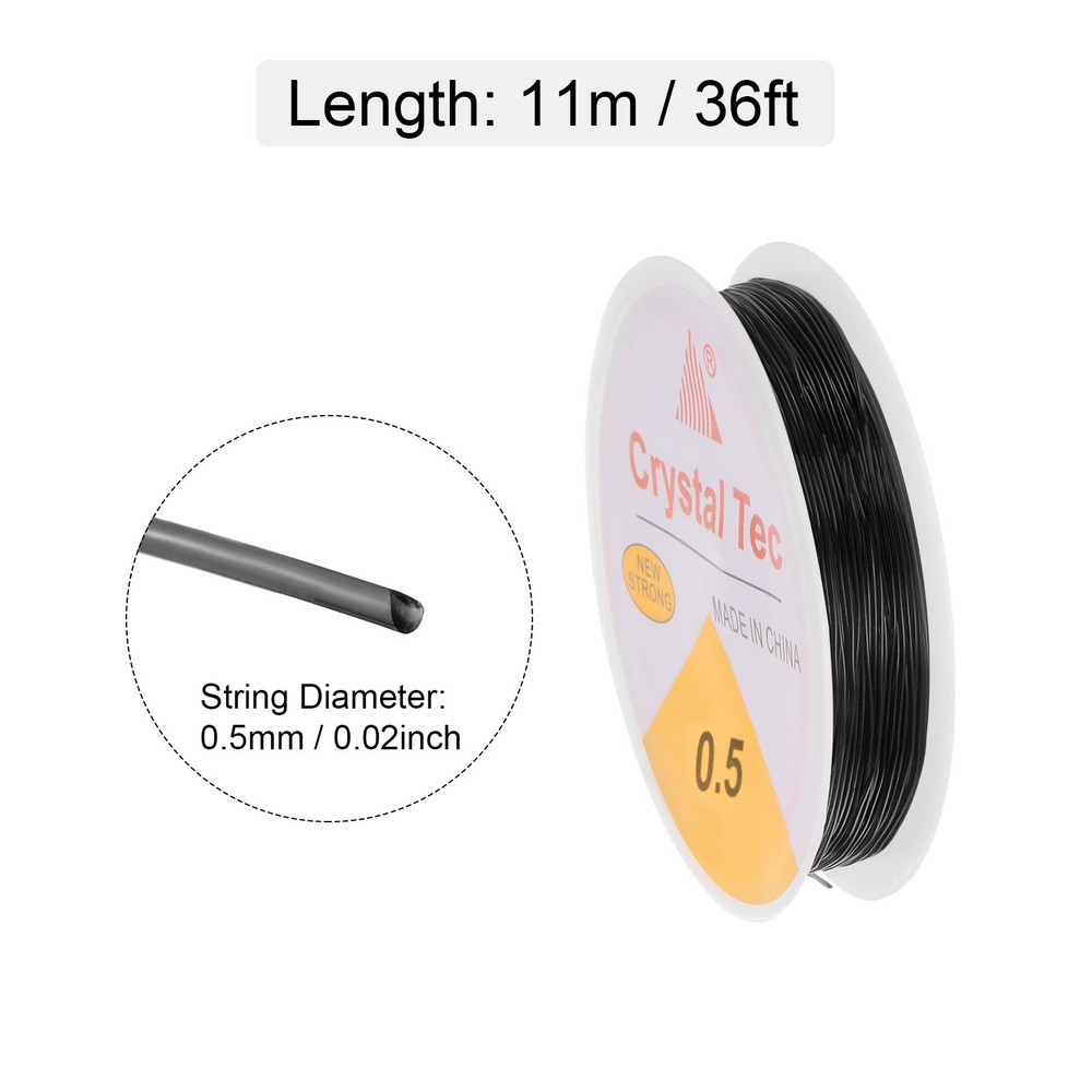 5pcs 0.5mm Elastic String Craft DIY Making Stretchy Cord Thread TPU, Black