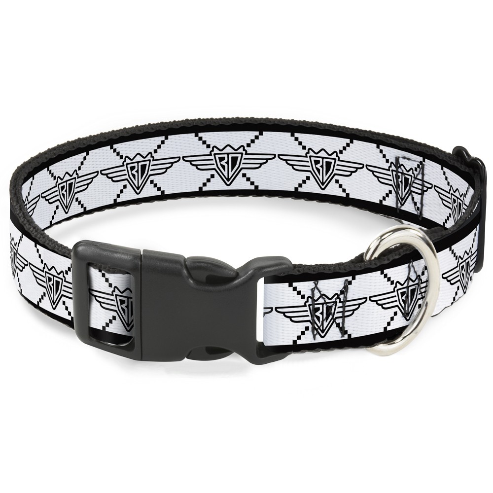 Plastic Clip Collar BD Monogram2 White/Black Medium 11-16.5"