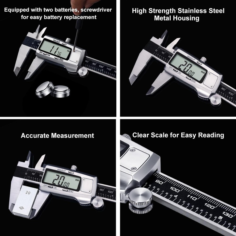 Digital Caliper, Caliper Measuring Tool, Micrometer Dial Vernier Caliper Digi...