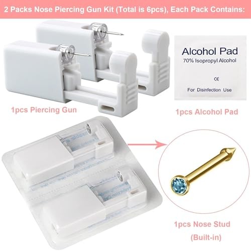 Nose Piercing Kit with Stud Piercing Gun Kit for Nostril Piercings
