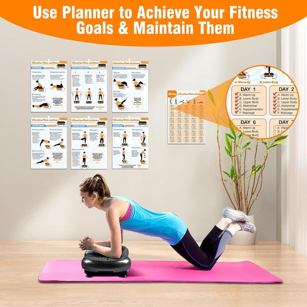 Durable Vibration Plate Exercise Chart & Planner - 6 Step-By-Step Workout Guides