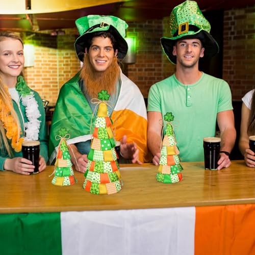 3 PCS St Patricks Day Table Decorations Shamrock Cone Tree Centerpiece Decor