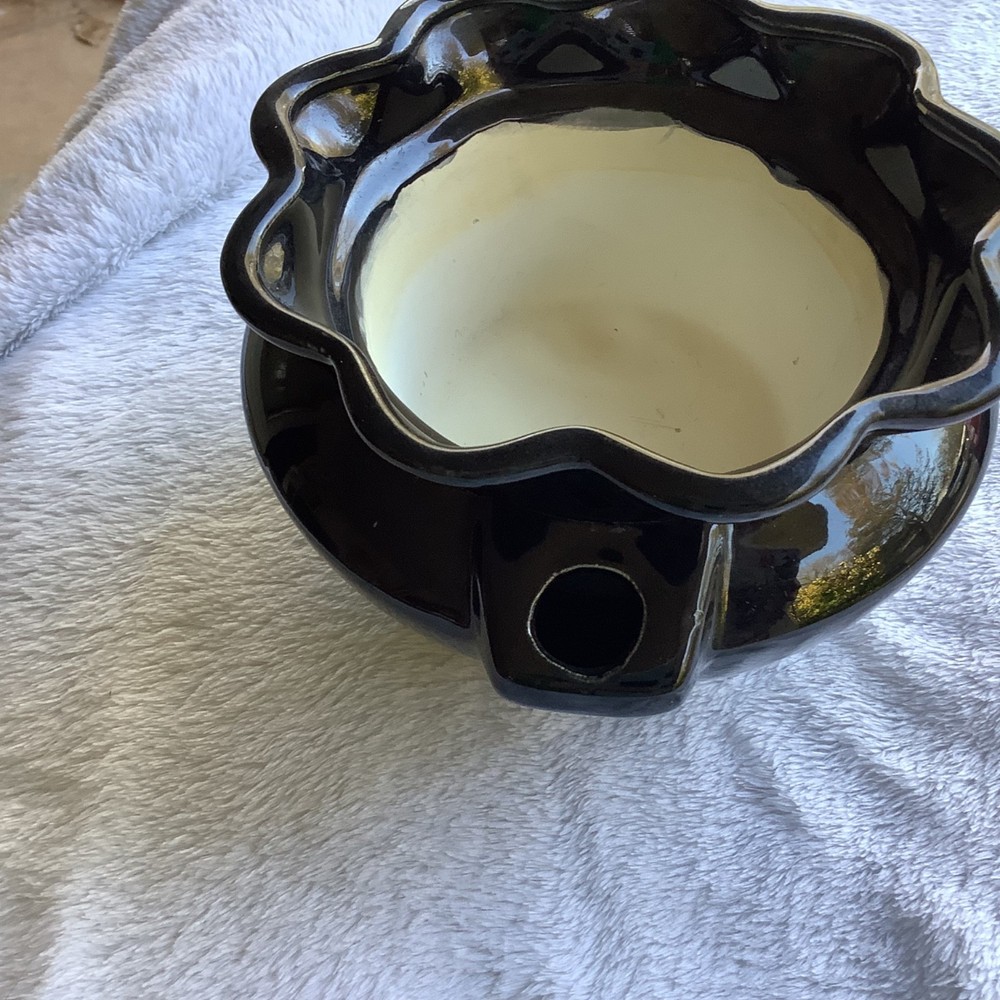 Black ceramic flower planter or ceramic bowl 2pc