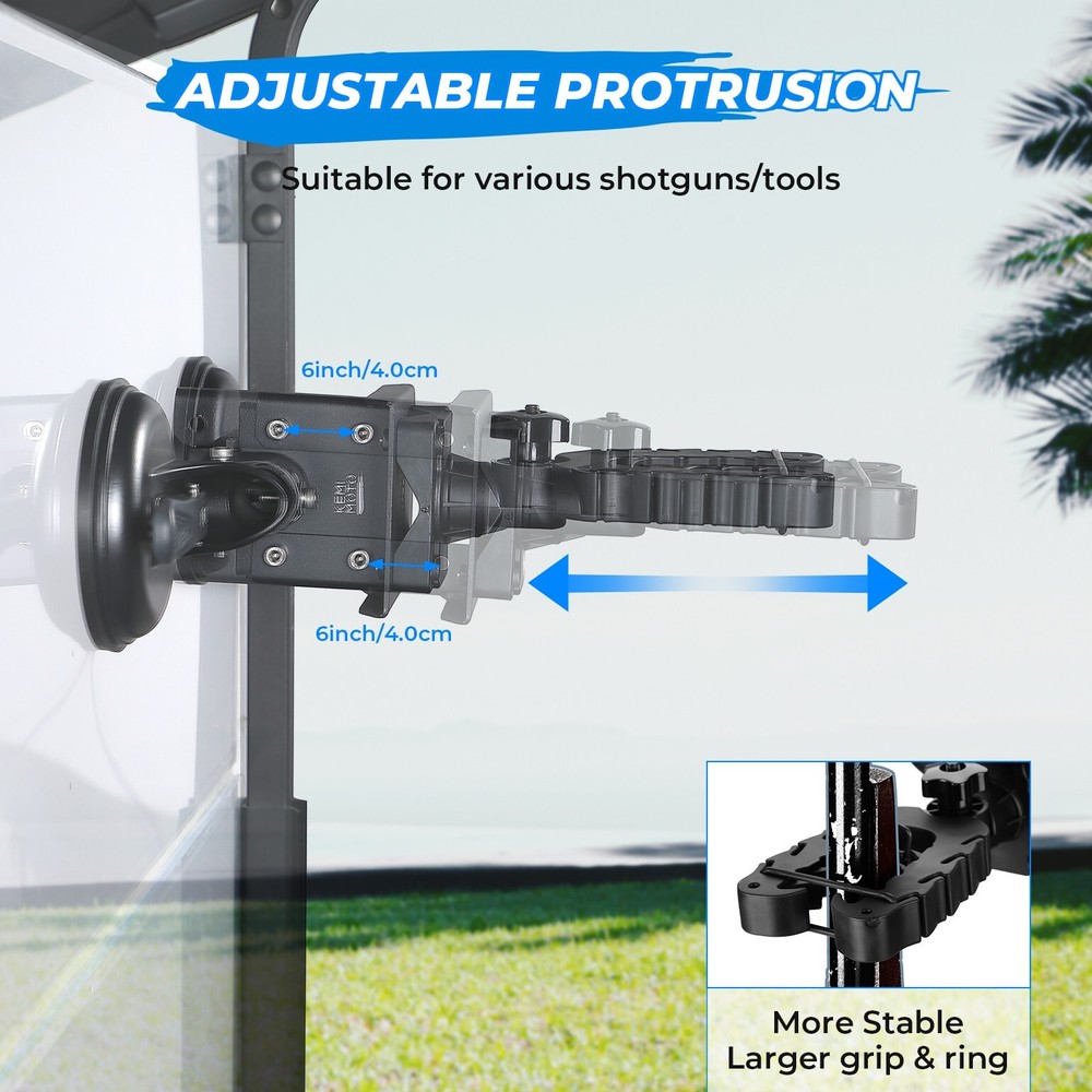 Adjustable Gun Mount with Enclosed Suction Cup for Tractor Cab UTV Windshield