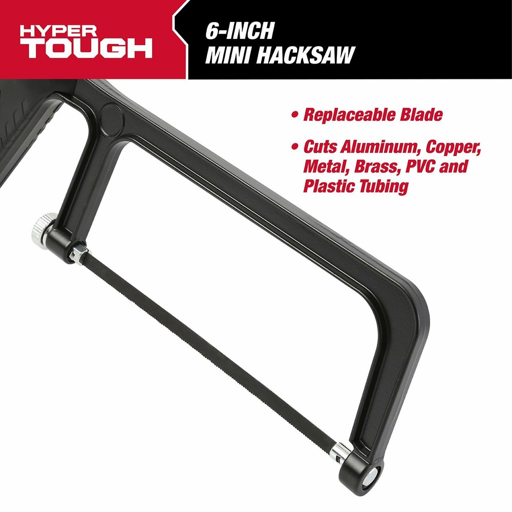 Hyper Tough 6" MINI HACKSAW 2-1/2" Cutting Depth • Replaceable Blade HAND SAW HQ
