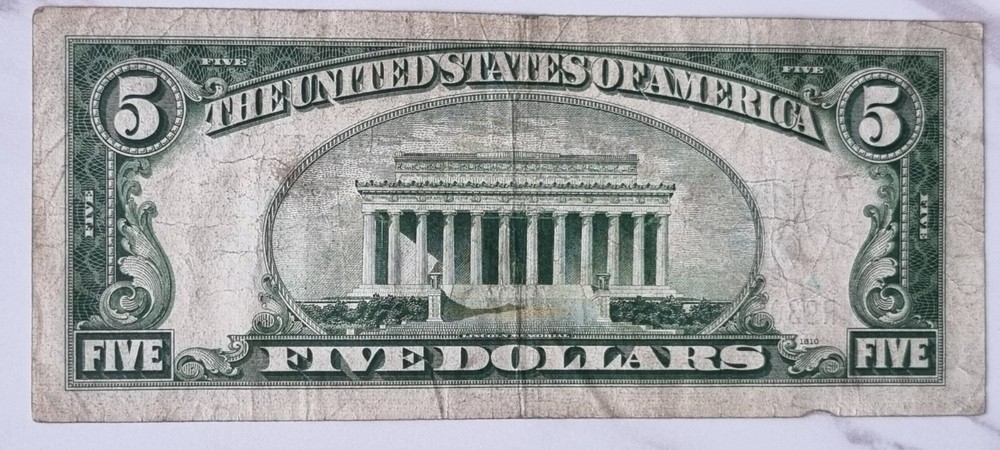 1934 D Five Dollar Silver Certificate $5 Bill Blue Seal Note Better Grade