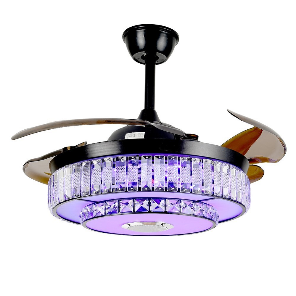 42" black frequency conversion colorful bluetooth remote control fan light