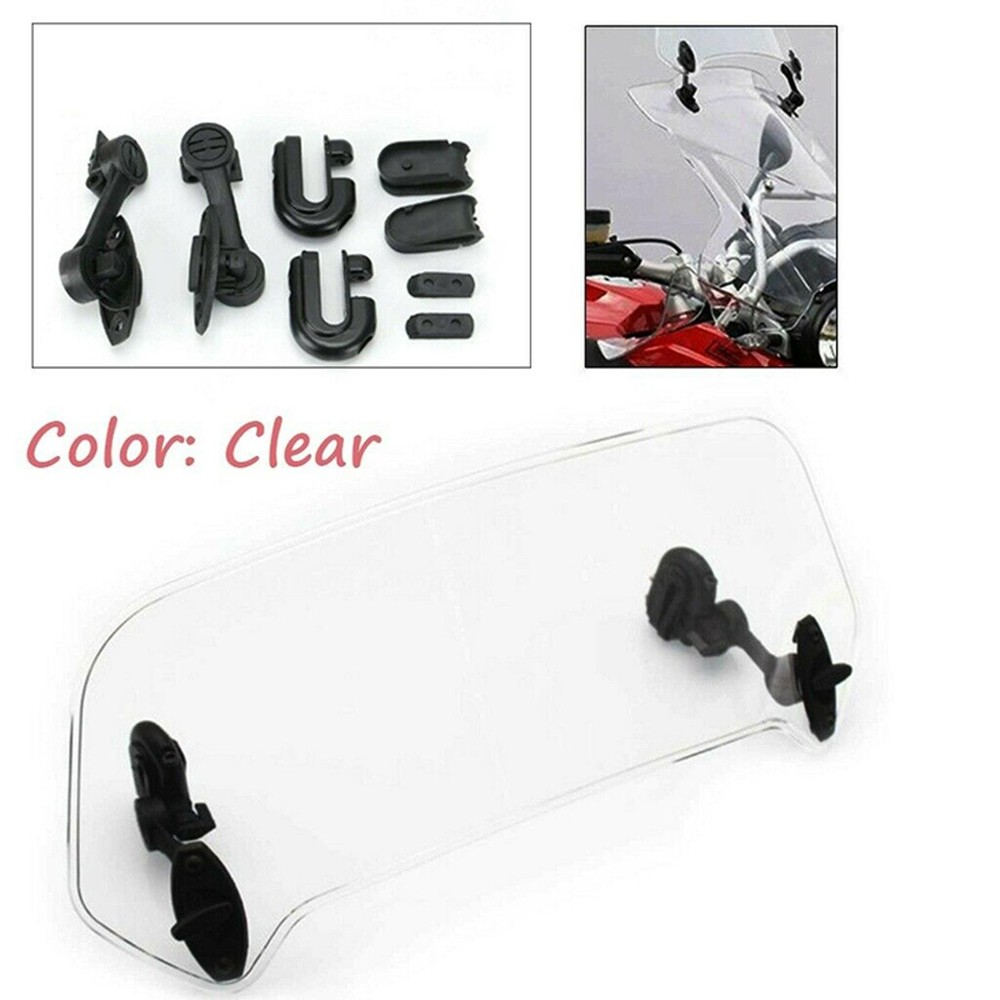 Resin Acrylic + PC Plastic Motorcycle Windshield Adjustable Wind Deflector Clear