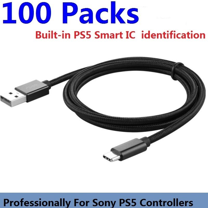 LOT 100pcs 2M Nylon Braid USB Type-C Data Charging Cable For Sony PS5 Controller