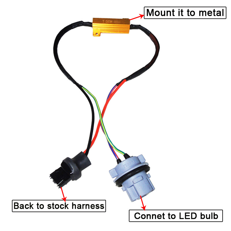 2PCS 7440 992 50W Resistor Harness Decoder Fix LED Turn Signal Light Hyper Flash