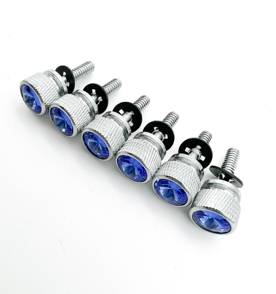 (Set/6) Chrome Dash Panel Screws w/ Blue Diamond For 2001-2005 Peterbilt