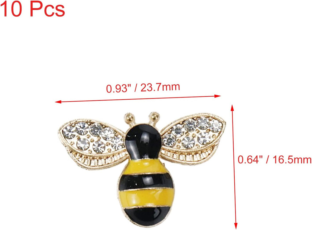 10Pcs Bee Rhinestone Enamel Craft Bee Rhinestone Flatback Button Tiny Cute Craft