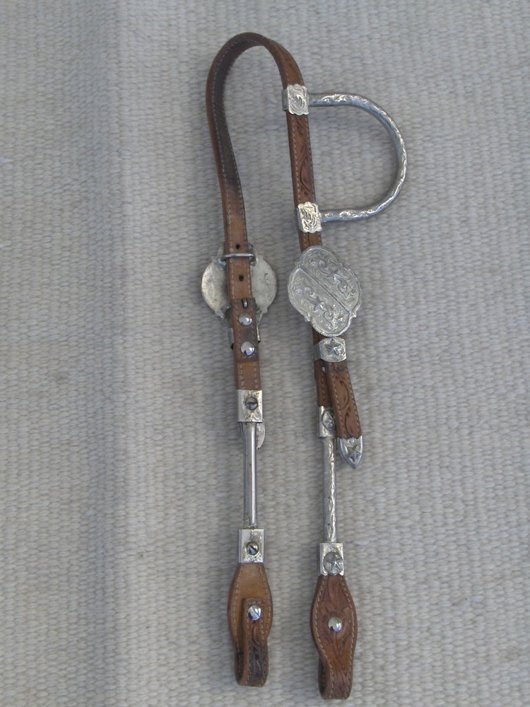 WESTERN TOOLED LEATHER Headstall/Bridle with SILVER