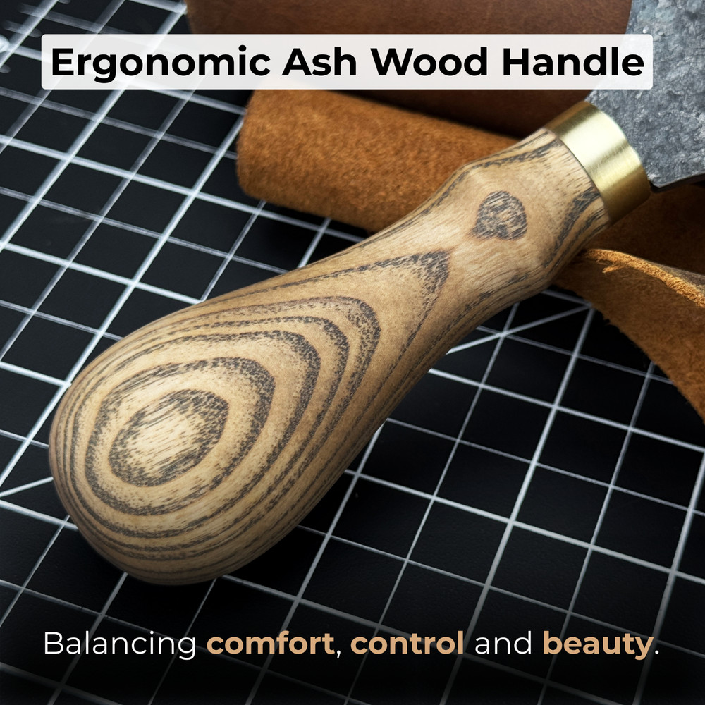 Leather Half Moon Knife. Razor Sharp Blade. Head Knife. Leatherworking Tool.