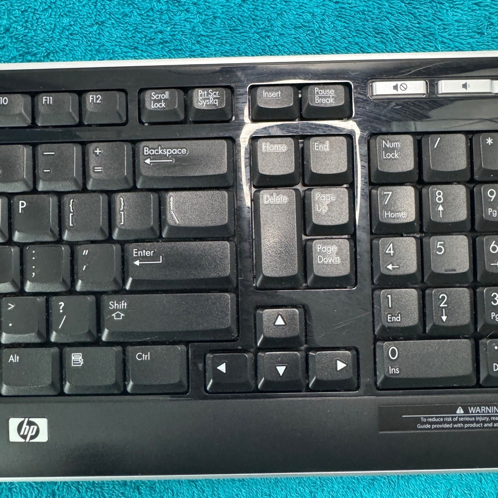 HP Wless Keyboard and Engage Mouse Set Black Silver Multimedia Keys Numeric Pad