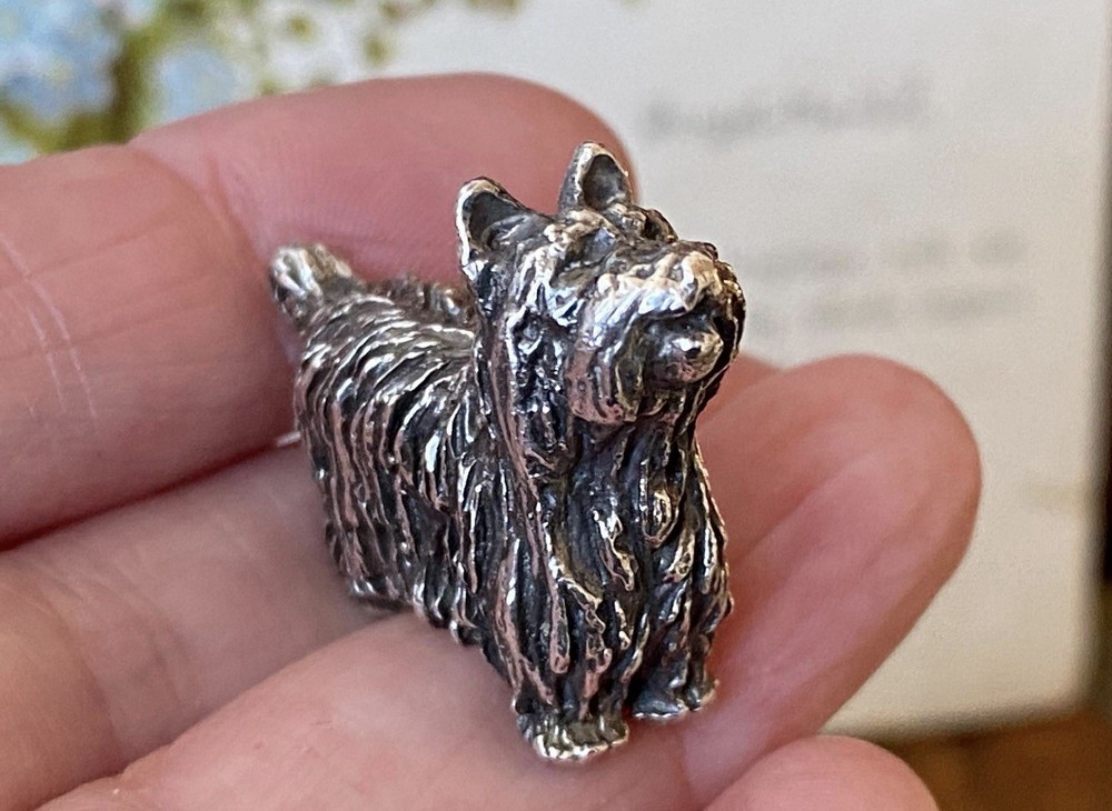 Vintage solid heavy English hallmark heavy solid sterling miniature terrier dog