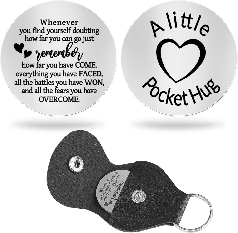 Pocket Hug Token - Double Sided Long Distance Relationship Keepsake Stainless...