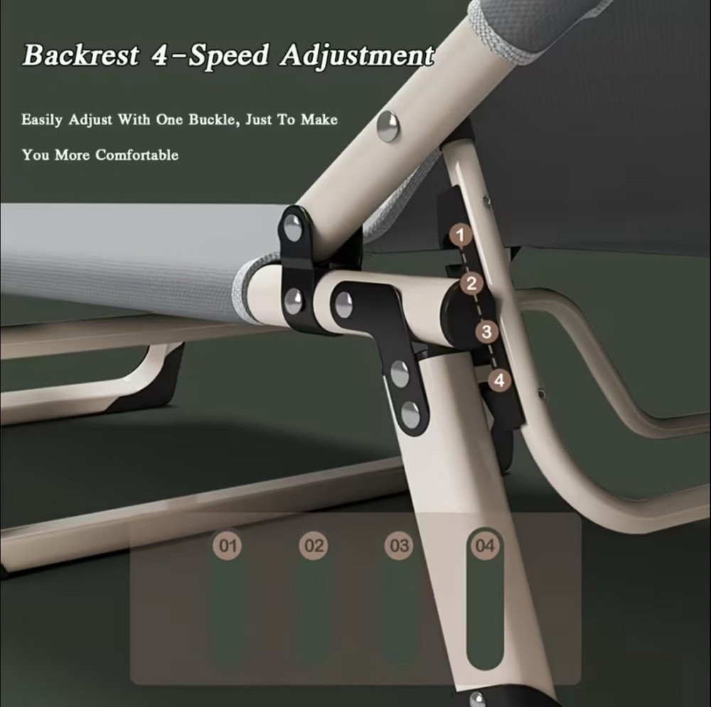 4 Adjustable Backrest Heavy Duty Folding Bed Frame with Mattres Cot Fold Out Bed