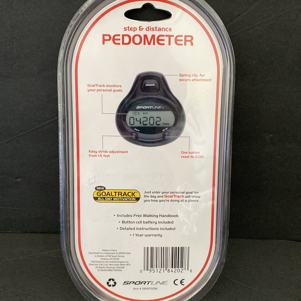 Sportsline Dual Function Step and Distance Pedometer New