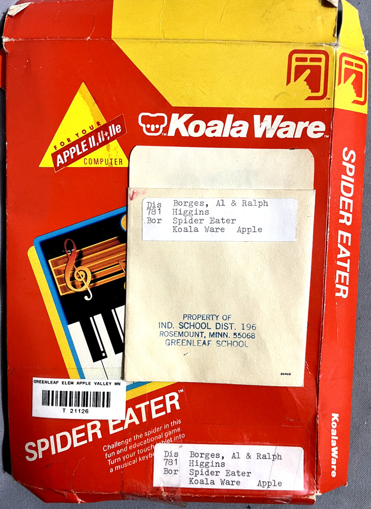 Untested Spider Eater Music disk Apple 2/2+/2E Educational Koala Ware w/Pad