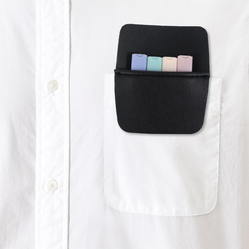 Pocket Protector, PU Leather Organizer, Pouch for Men Black