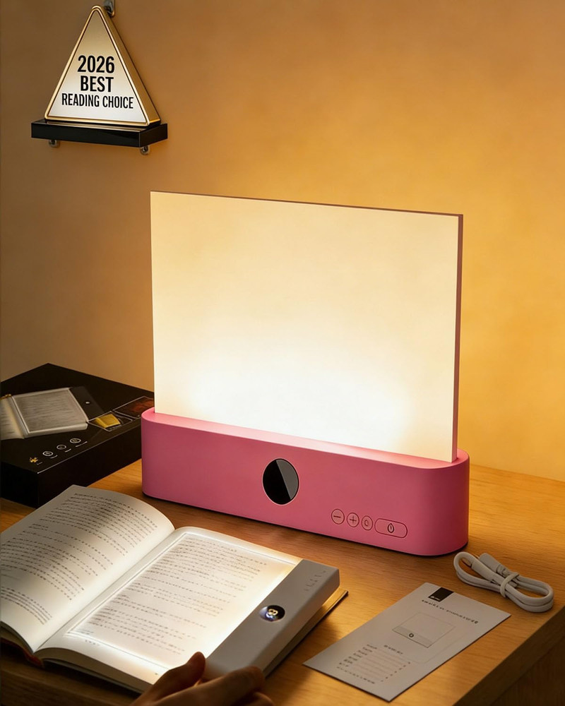 Book Light Rechargeable Clear LED Flat Lights for Reading in Bed at Night Smart