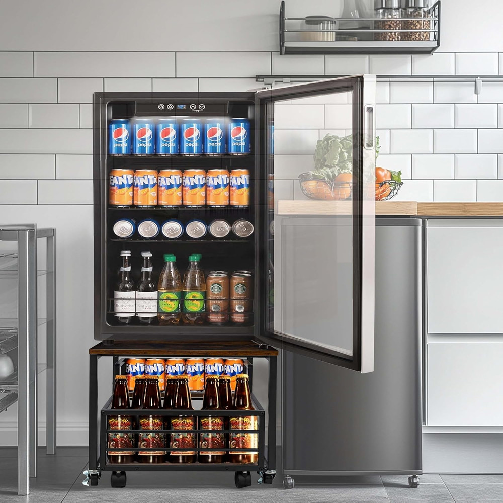Mobile Mini Fridge Stand with Storage Drawer for Kitchen and Dorm Use