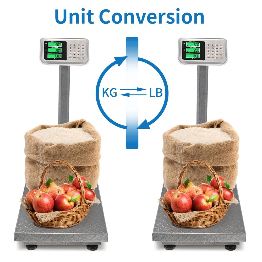 661lbs Electronic Industrial Platform Scale,High-Definition LCD Display Grey